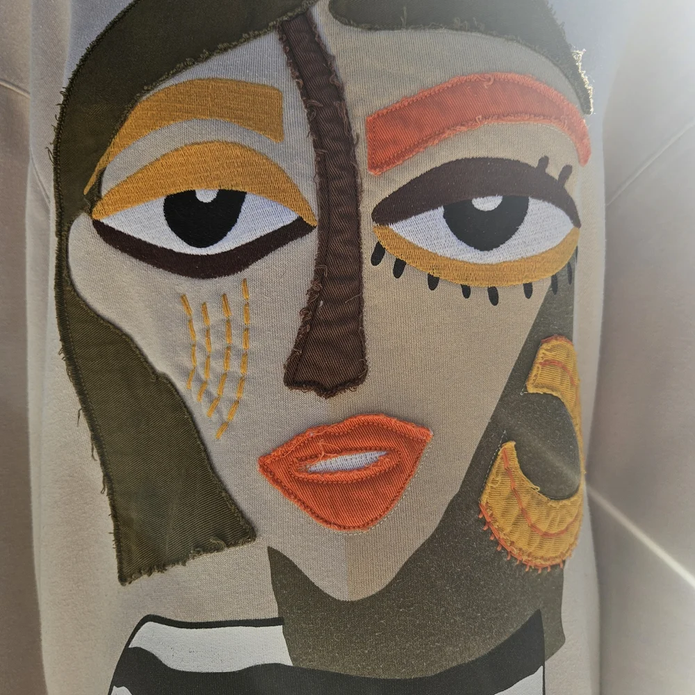 NEW Zara Sweatshirt Size S Beige Eclectic Streetwear Contemporary Casual - Picture 4 of 11